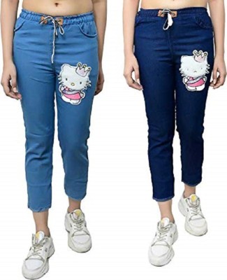 Dewdesign Jogger Fit Girls Blue Jeans(Pack of 2)