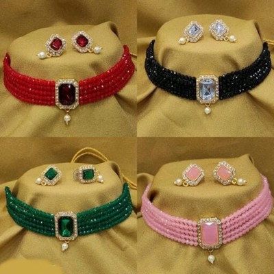 JMBW INTERNATIONAL Crystal Red, Black, Green, Pink Jewellery Set(Pack of 4)