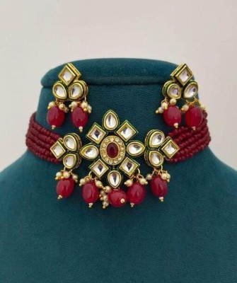 angels jewels Crystal Red, Gold Jewellery Set(Pack of 1)