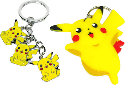 sky enterprises 3D Pikachu Pokemon Big Size Heavy Keychain with Hook & Strap Key Chain Key Chain