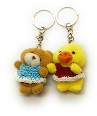 Auspice Set of 2 Mini Duck Teddy Fabric Key Chain