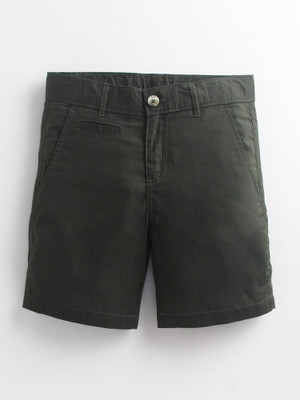 Cherry Crumble by Nitt Hyman Short For Boys Casual Solid Cotton Blend(Dark Green, Pack of 1)