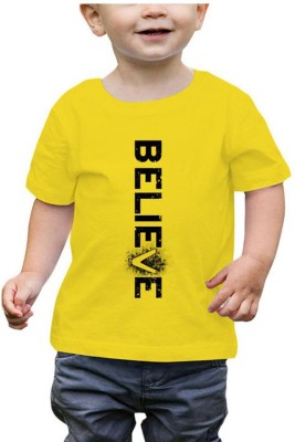 RAINBOWTEES Boys & Girls Printed Pure Cotton T Shirt(Yellow, Pack of 1)