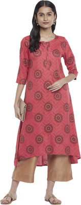 Rangmanch by Pantaloons Women Floral Print High Low Kurta(Red)