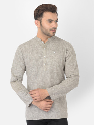 DEYANN Men Solid Straight Kurta(Silver)