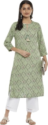 Rangmanch by Pantaloons Women Floral Print Straight Kurta(Green)