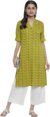 Rangmanch by Pantaloons Women Printed Straight Kurta(Light Green)