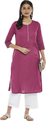 Rangmanch by Pantaloons Women Solid A-line Kurta(Pink)