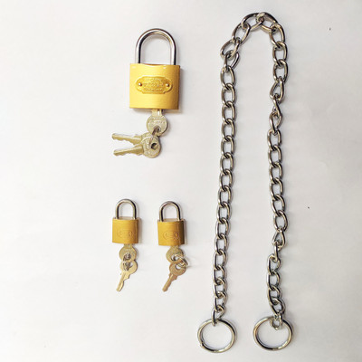 Any Fashion 2 foot chain with 2 small locks and 1 medium lock Chain Lock(Metallic & Gold)
