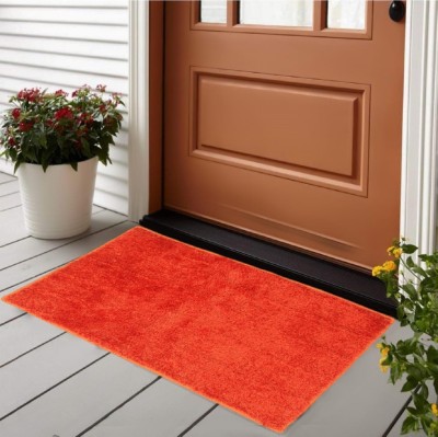 Woolpik Polyester Door Mat(Orange, Free)
