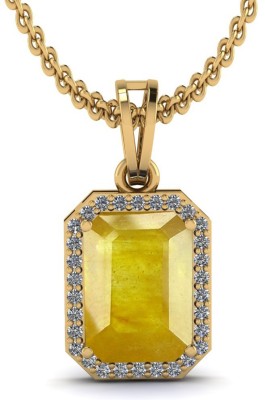 LMDLACHAMA 6.00 Ratti/5.00 Carat Natural Yellow Sapphire Gemstone Pendant /Locket For Women Gold-plated Metal Pendant