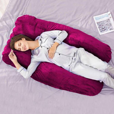 Nirmal U SHAPE Polyester Fibre Solid Pregnancy Pillow Pack of 1(WINE)