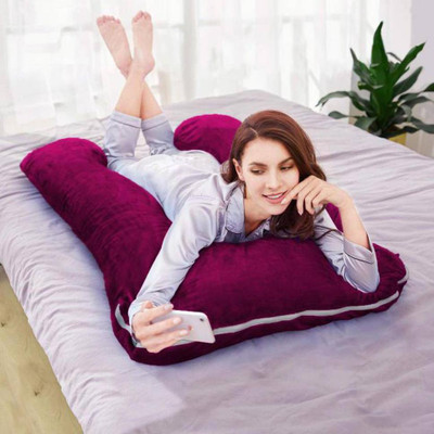 MAHADEV U SHAPE PREGNANCY PILLOW Polyester Fibre Solid Pregnancy Pillow Pack of 1(wine)