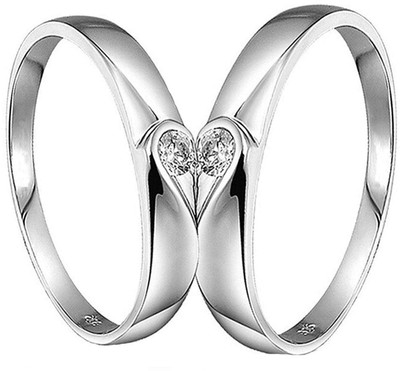 P. R. PRINTS Stunning Silver Butterfly Matching Wrap Finger Couple Ring for Women and Men Stainless Steel Cubic Zirconia Rhodium, Silver, Titanium Plated Ring Set