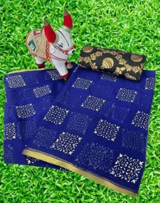 JiproStore Printed Daily Wear Chanderi Saree(Dark Blue)