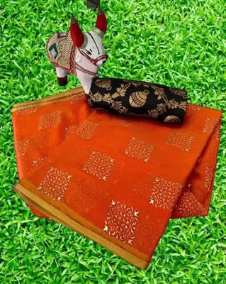 REDFISH Printed, Self Design Daily Wear Chiffon Saree(Orange)