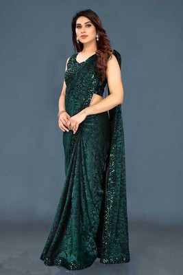 clothesy Embellished Bollywood Lycra Blend Saree(Light Green)