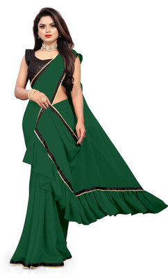 HANS ENTERPRISE Self Design Bollywood Georgette, Chiffon Saree(Green)