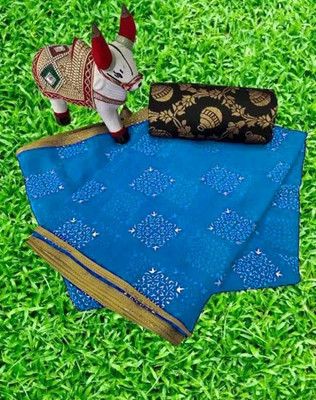 REDFISH Printed, Self Design Daily Wear Chiffon Saree(Light Blue)