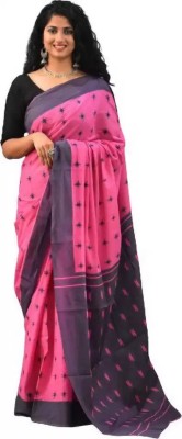 hastshilpi Printed, Color Block, Blocked Printed Daily Wear Pure Cotton Saree(Pink)