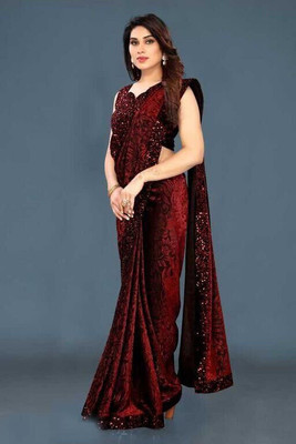 clothesy Embellished Bollywood Lycra Blend Saree(Red)