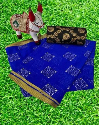 REDFISH Printed, Self Design Daily Wear Chiffon Saree(Blue)
