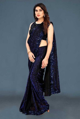 clothesy Embellished Bollywood Lycra Blend Saree(Blue)