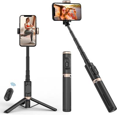 Hold up HOLD UP Selfie Stick with Tripod, Selfie Stick for Mobile Phone with Reinforced Tripod Stand Aluminum Bluetooth Extendable 3 in 1 Selfie Stick Invisible Mobile Stand Bluetooth Selfie Stick