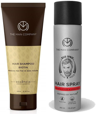 THE MAN COMPANY Biotion Shampoo for Men 200ml with Hair Spray for Men 250ml for Style & Strength (450 ml)