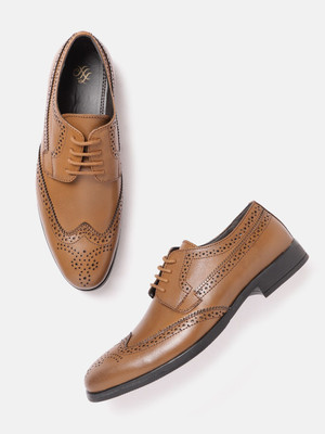 House of Pataudi Men Tan Brown Handcrafted Formal Brogues Brogues For Men(Tan , 9)