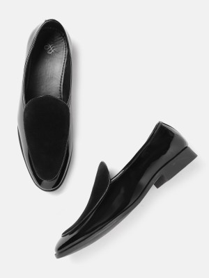 House of Pataudi House of Pataudi Men Black Patent Finish Handcrafted Formal Slip-Ons Slip On For Men(Black)
