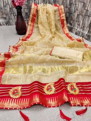 Kanooda Prints Woven Kota Doria Net Saree(Multicolor)