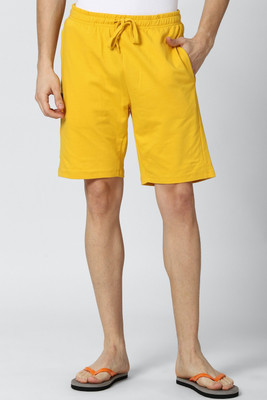 PETER ENGLAND Solid Men Yellow Regular Shorts