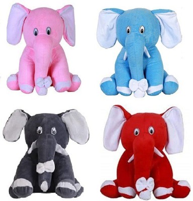 Crispy toys Cartoon character Super Soft Plush Cute Appu Blue Sitting Elephant Animal  - 30 cm(Pink, Blue, Grey, Red)