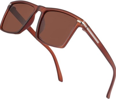 Eymen I Wayfarer, Rectangular Sunglasses(For Men & Women, Brown)