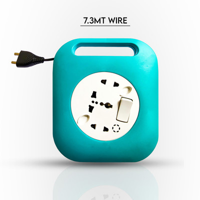 JGARD Dzire 2Pin FLEX BOX With Switch & Indicartor Extension Board (6Amp, 240V) 7.3mt 3  Socket Extension Boards(Blue, 7.3 m)