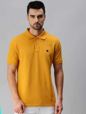 ONN Striped Men Polo Neck Yellow T-Shirt
