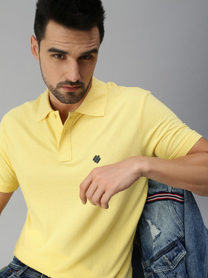 ONN Striped Men Polo Neck Yellow T-Shirt