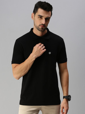ONN Striped Men Polo Neck Black T-Shirt