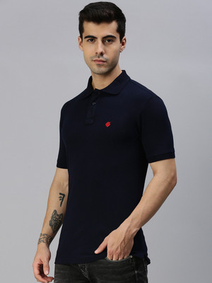 ONN Striped Men Polo Neck Dark Blue T-Shirt