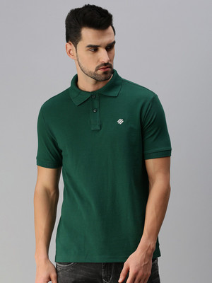 ONN Striped Men Polo Neck Green T-Shirt
