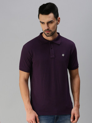 ONN Solid Men Polo Neck Purple T-Shirt