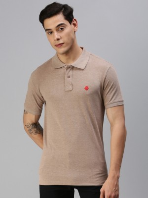 ONN Striped Men Polo Neck Brown T-Shirt