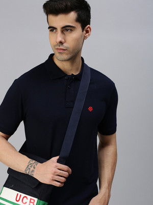 ONN Striped Men Polo Neck Dark Blue T-Shirt