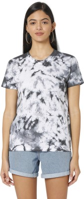 Smarty Pants Tie & Dye Women Round Neck Black T-Shirt