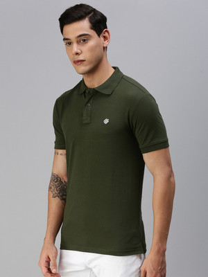 ONN Striped Men Polo Neck Green T-Shirt