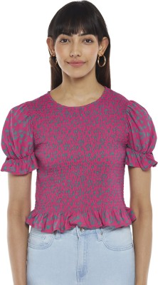 PEOPLE Casual Printed Women Pink Top