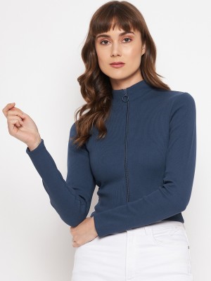 MADAME Casual Solid Women Dark Blue Top