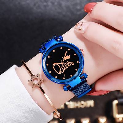 Marclex Color New Arrival girls watches for women watches stylish branded new fashion latest design 2021 21st Century Stylish diamond Studded Luxurious Looking Starry Sky Magnetic Watch Wrist Style Fancy Bracelet type Women Watches Ladies Wristwatch for Girls Analog Fashion Female Clock Gift with Magnet Mash Strap Black Luxury Mesh Buckle sky Quartz girls Mysterious Lady Chain Belt Galaxy Dial Classy Designer Top Trending Model Plated women girls watch 2021 stylish watch for women style womens watch trending ladies watches girls style magnet watch for girls women watches stylish Analog Watch  - For Women