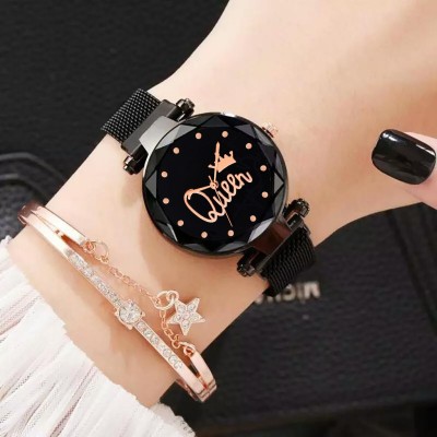 Marclex Queen Magnet Black Color girls watches for women watches stylish branded new fashion latest design 2021 New Arrival 21st Century Stylish diamond Studded Luxurious Looking y Magnetic Watch Wrist Style Fancy Bracelet type Women Watches Ladies Wrist watch for Girls Analog Fashion Female Clock G